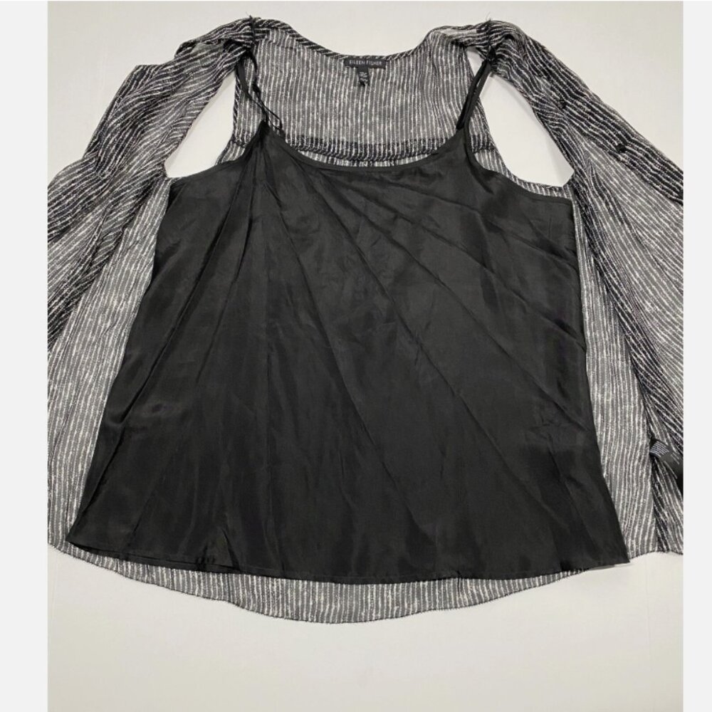 Eileen Fisher Elemental Printed Crinkle Silk Tank Top Size XS (Retail $228) - Picture 7 of 12